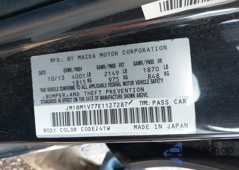 2014 Mazda Mazda3 I Touring из США, поврежденный, VIN JM1BM1V77E1127287